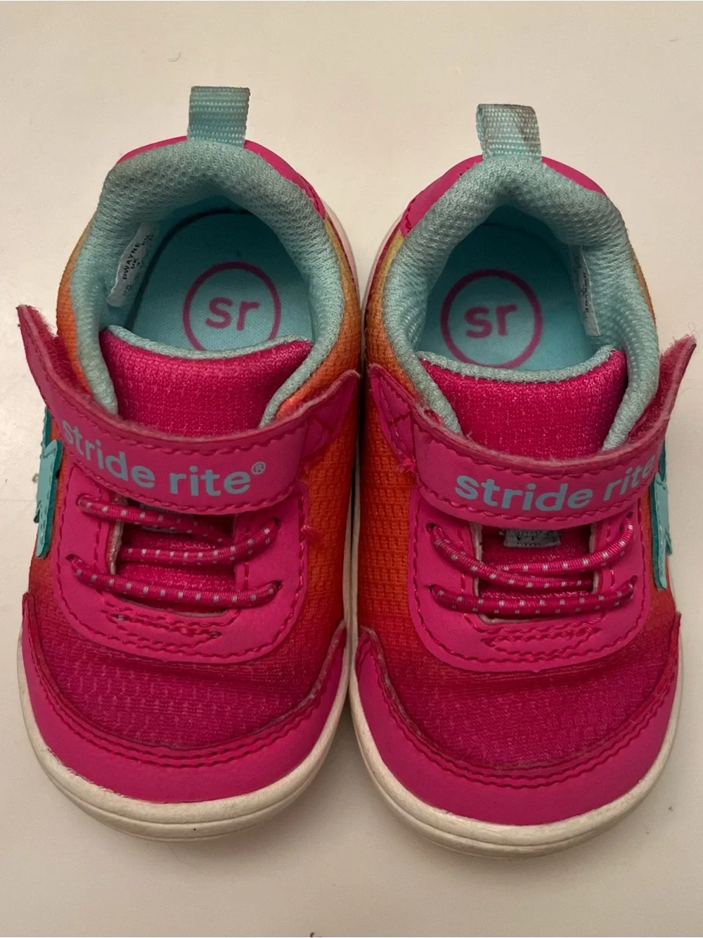 Stride Rite Dwayne Toddler Walker Pink & Aqua Shoes Sneakers Size 4